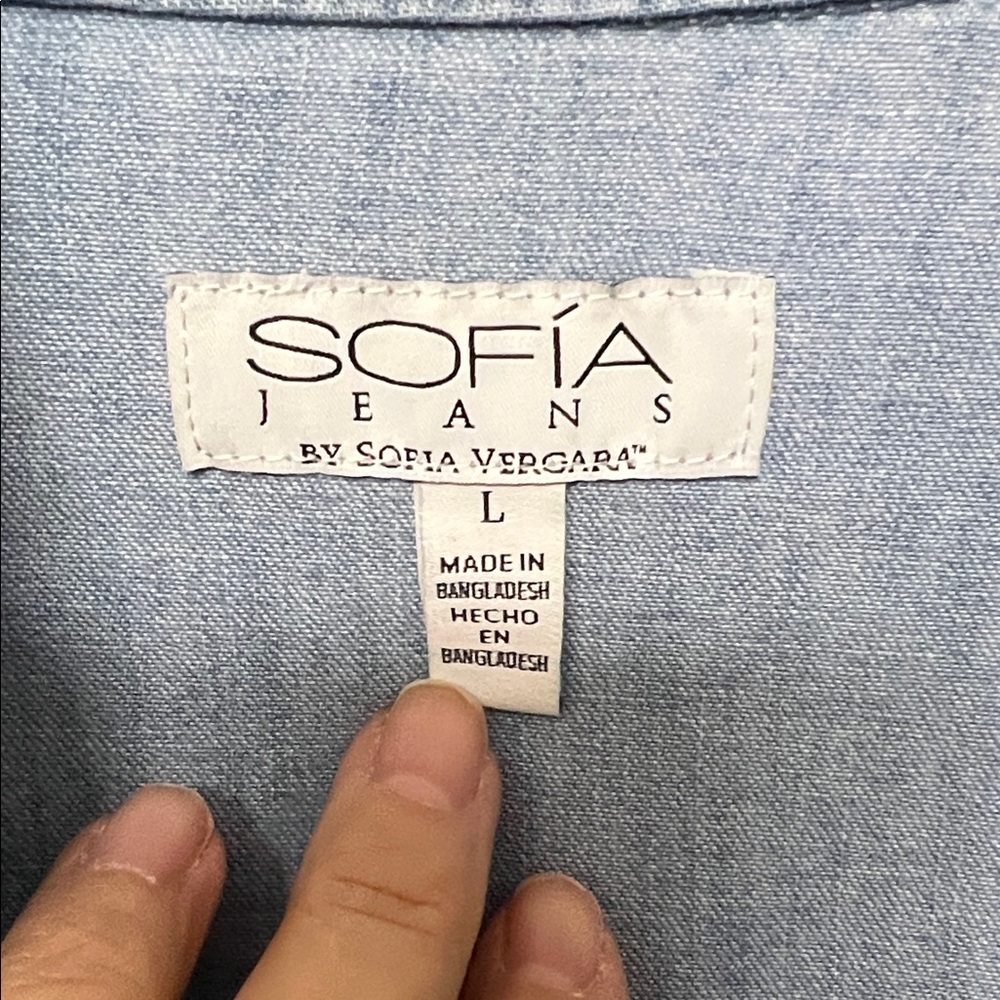 Sofia By Sofia Vergara Blue Button Down Shirt - image 2